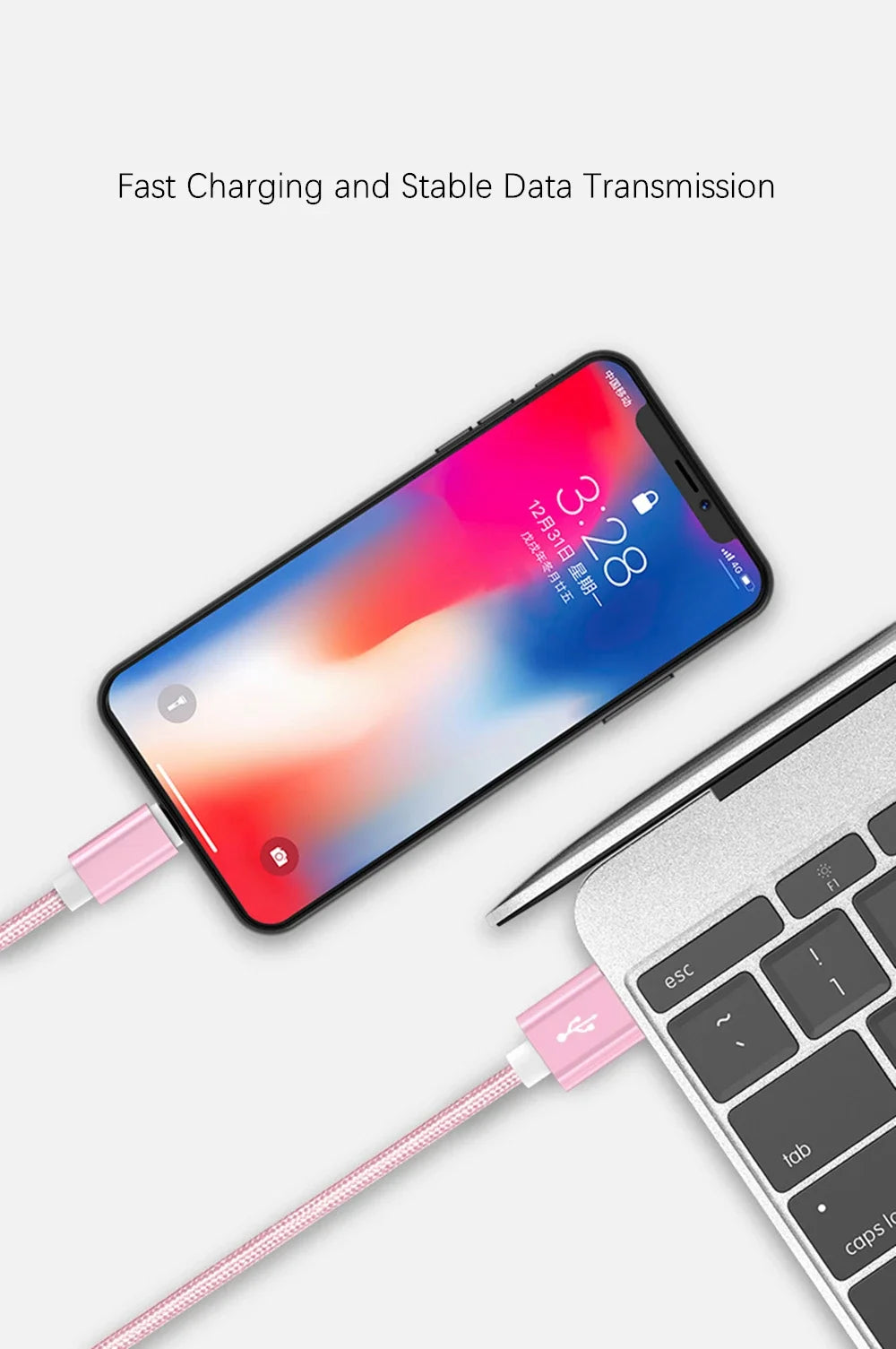 Metal Nylon Braided USB Charger Cable for iPhone 14 8 7 6S Plus X XR XS 11 12 13 Pro Max iPad 9 Fast Charging Data Cord 1m 2m 3m
