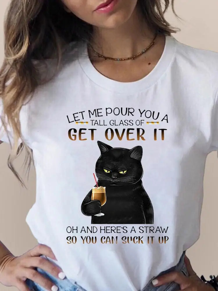Print T Fashion 3D Cat Lovely Trend Cute Women's Clothing Short Sleeve Clothes Summer T-shirts Ladies Female Graphic Tee