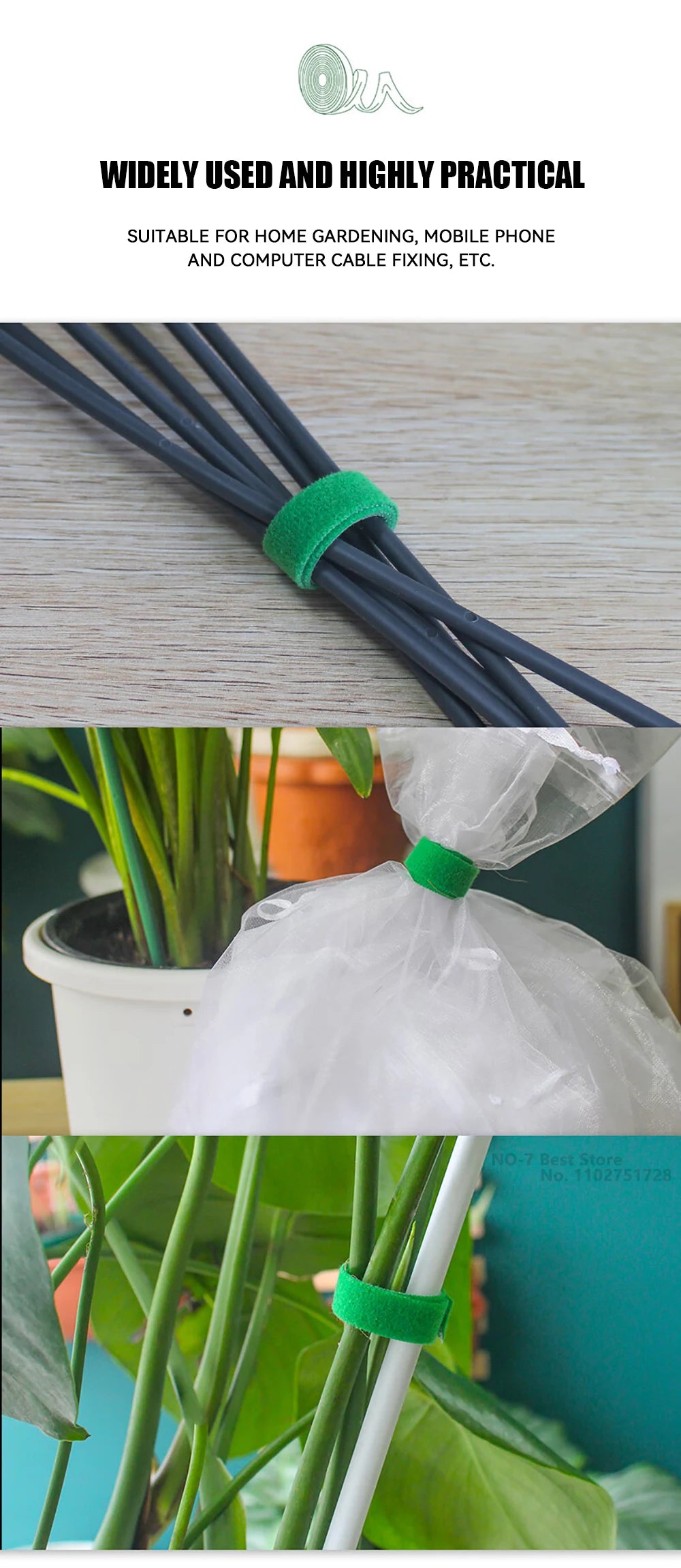 Garden Tape Nylon Cable Tie for Plants Flowers Growing Climbing Reusable Plant Support Hook-and-loop Fastener Garden Accessories