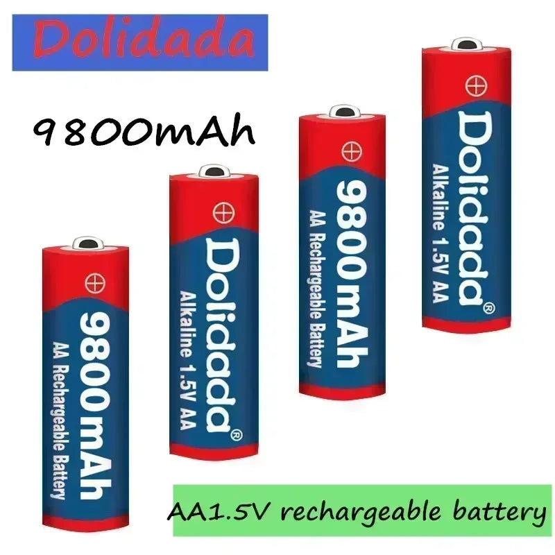 2025 New AA9800 MAH Rechargeable Battery AA 1.5 V Rechargeable New Alcalinas Drummey+Charger