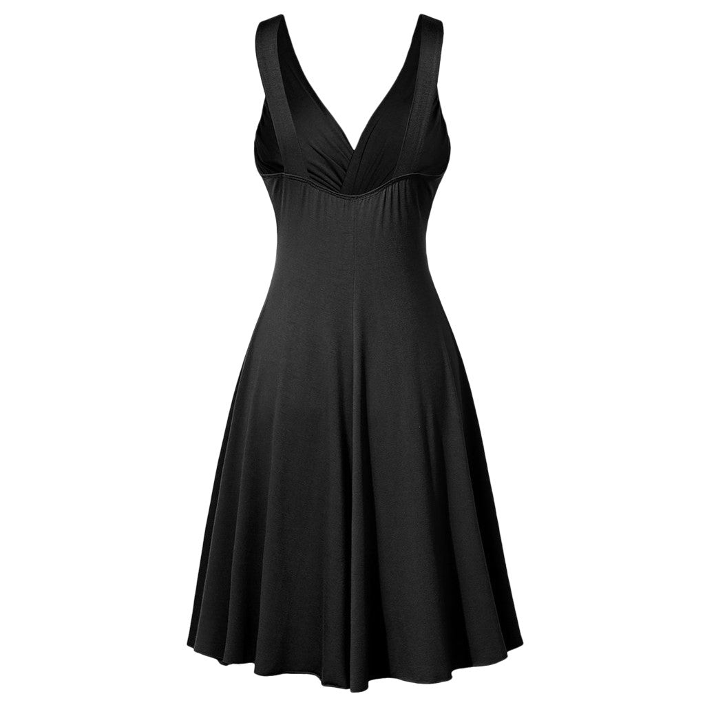 Plus Size Sling Pleated Slim Flare Skirt Dresses Women V-neck Cocktail Party Dress Gown Retro Vestidos de fiesta Female Sundress