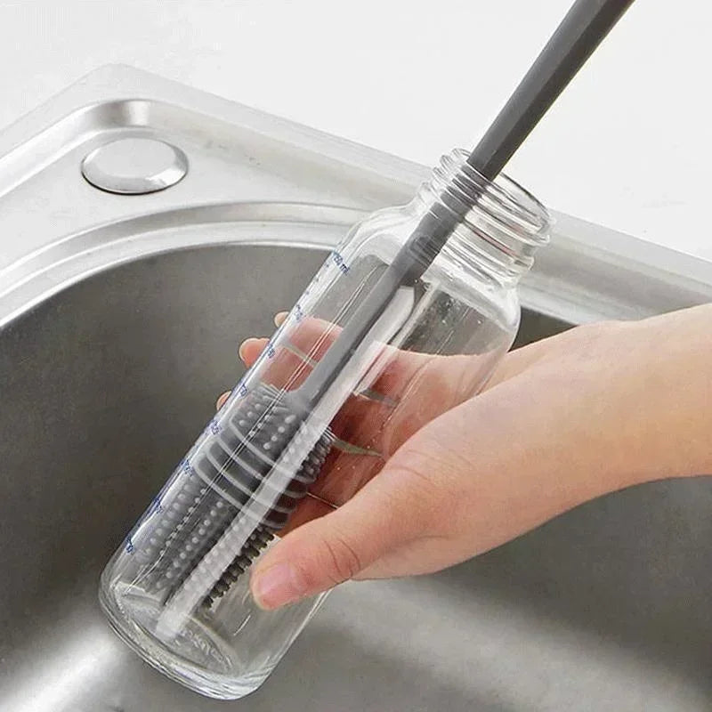 Silicone Milk Bottle Brush Cup Scrubber Glass Cleaner Kitchen Cleaning Tool Long Handle Drink Bottle Glass Cup Cleaning Brush