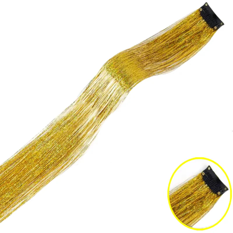 Shiny Sparkle Hair Synthetic Hair Glitter Hair Extension Woman Clip in hair Hairpieces