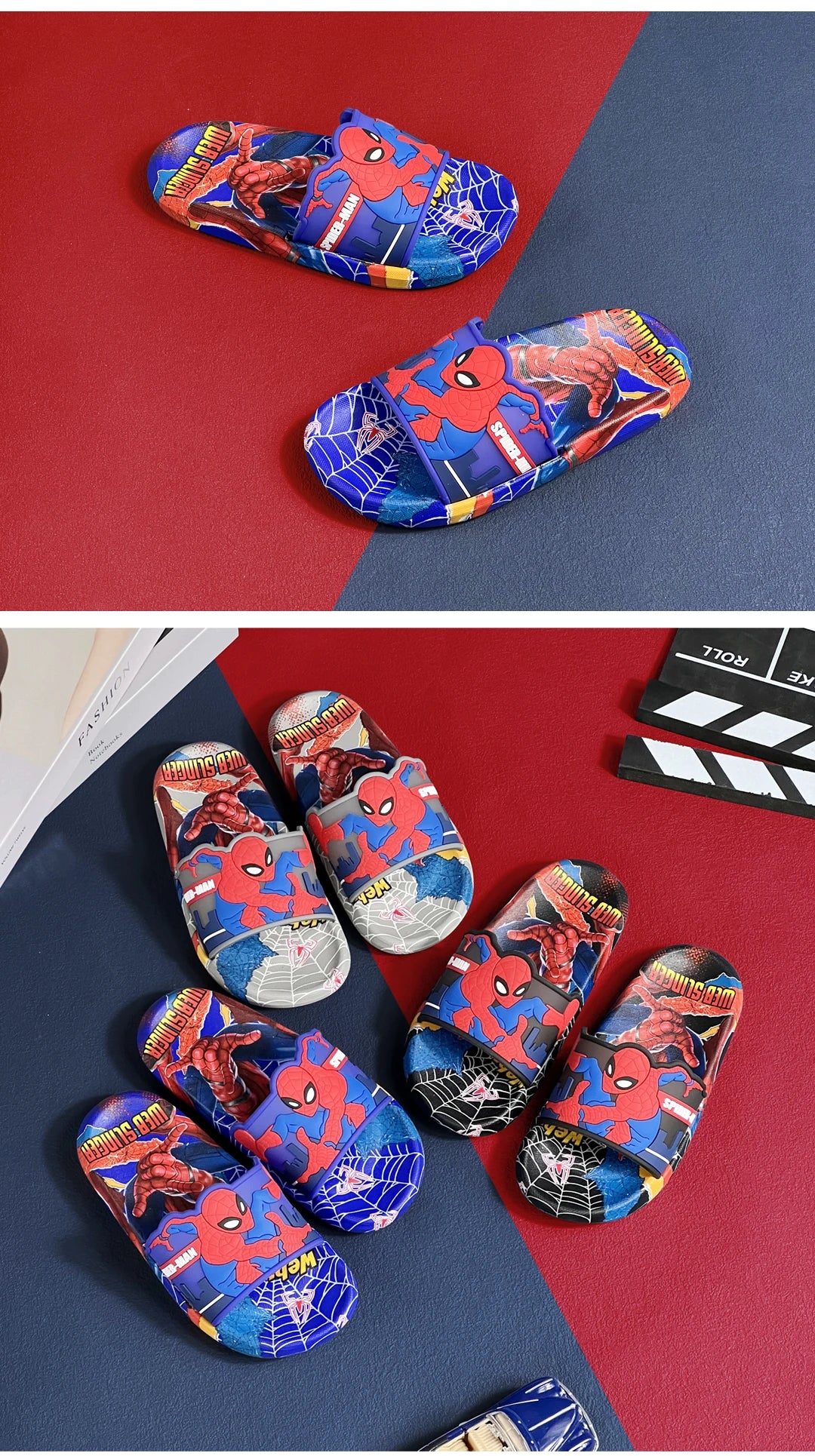 Cartoon Anime Children's Toddler Slippers Superhero Pattern Open Toe Sandals For Boys And Girls Slides