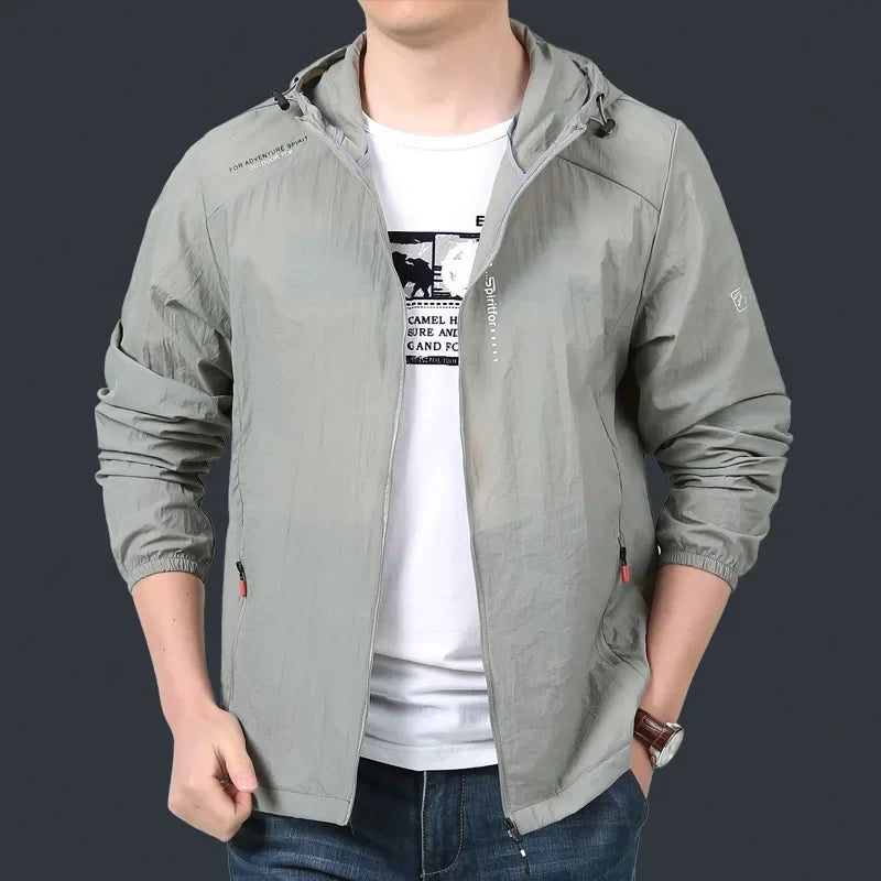 2023 Quick Dry Lightweight Jacket Men Summer Camping Fishing Sun Protection Jacket Ultra Light Hooded Casual Outwear Skin Coats