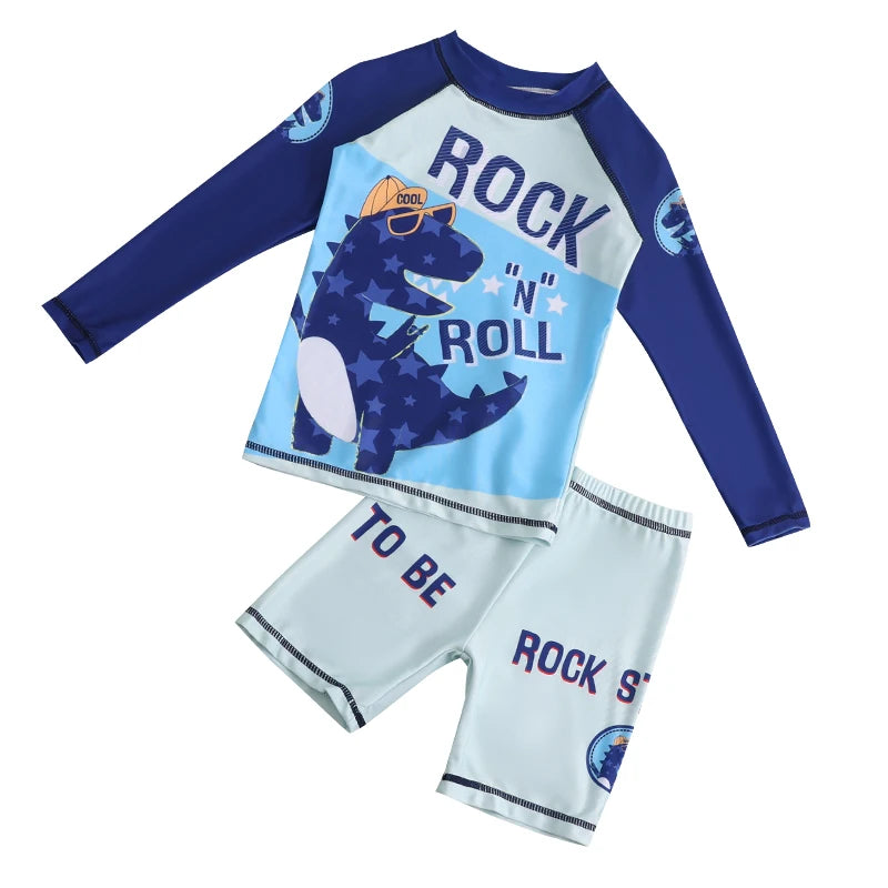 2025 Boy Girl Swimwear Swim Suits Sun Protective Long Sleeve Dinosaur Unicorn Children Swimsuits Bathing Suit Kids Swimming Suit