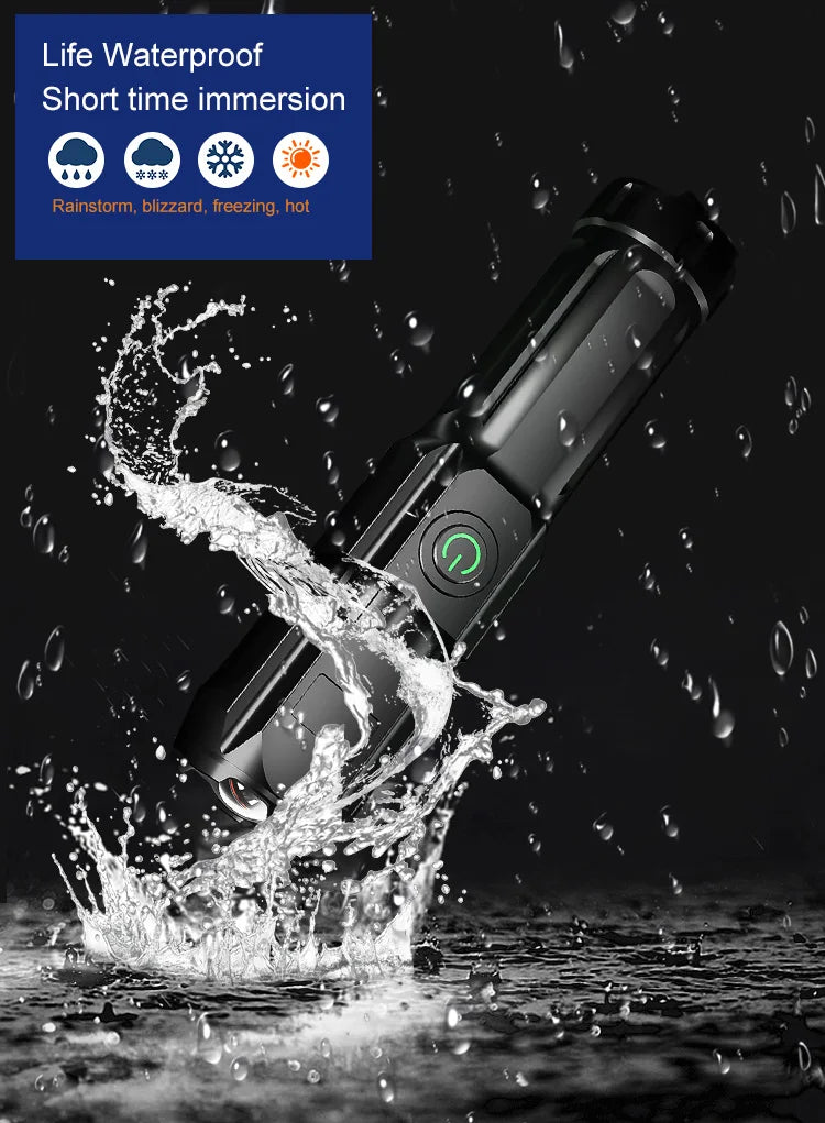 High Strong Flash Light Portable Rechargeable Spotlights High Power LED Flashlight Camping Ultra Powerful Flashlight Lamp Work