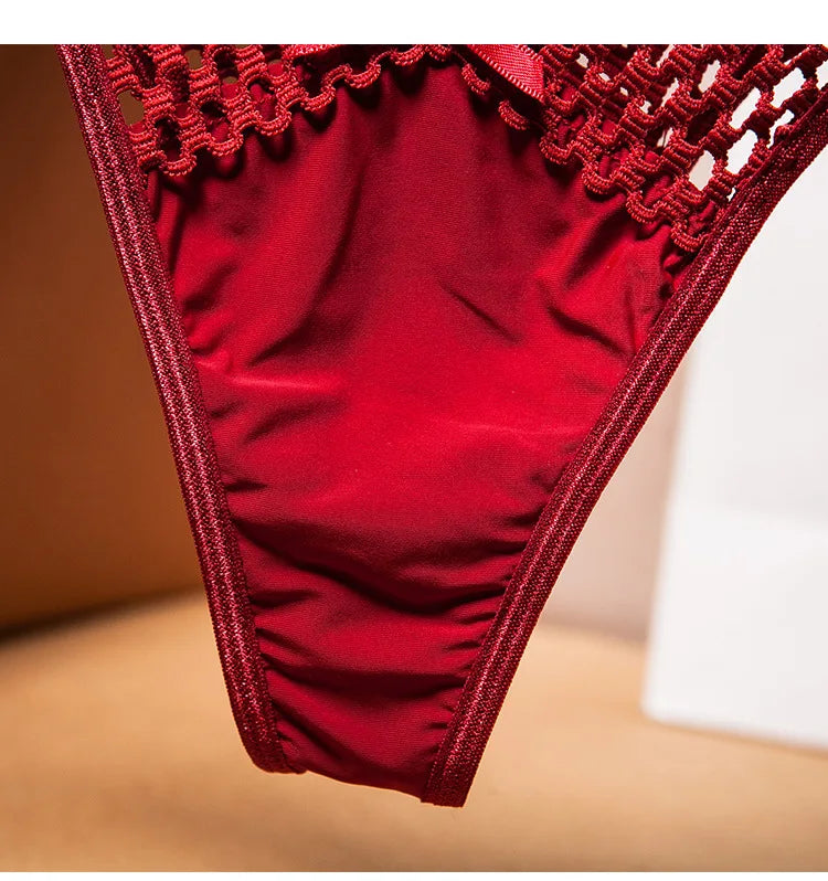 2024 Women's Panties Cross Cut Ice Silk Thong Sports Fashion Perspective Low Waist Ribbons Трусы Женские Sexy Lingerie Thongs