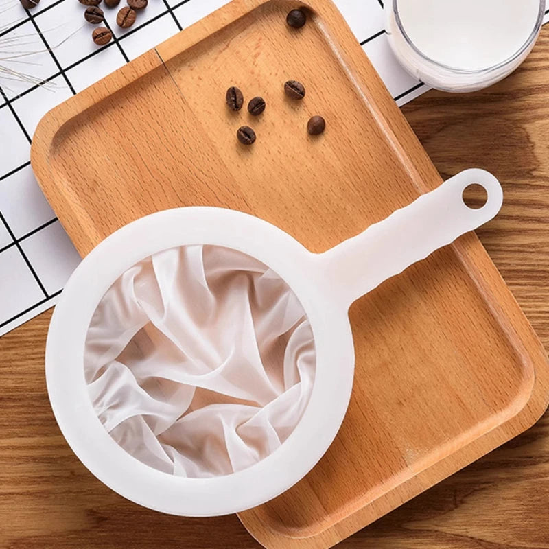 100/200/400 Mesh Washable Nylon Ultra Fine Filter Mesh Strainer Spoon Sieve Soy Milk Juice Coffee Tea Filter Kitchen Colander