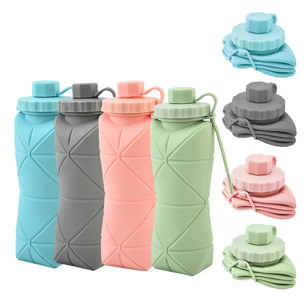Portable Outdoor Sports Silicone Folding Water Cup Extendable Water Bottle Diamond Shape Water Jug Lightweight Travel Cup
