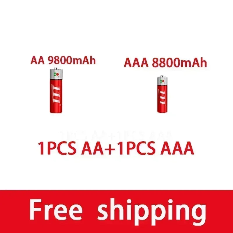 SU AAA + AA rechargeable AA 1.5V 9800mah - 1.5V AAA 8800mAh alkaline battery flashlight toy watch MP3 player, free delivery