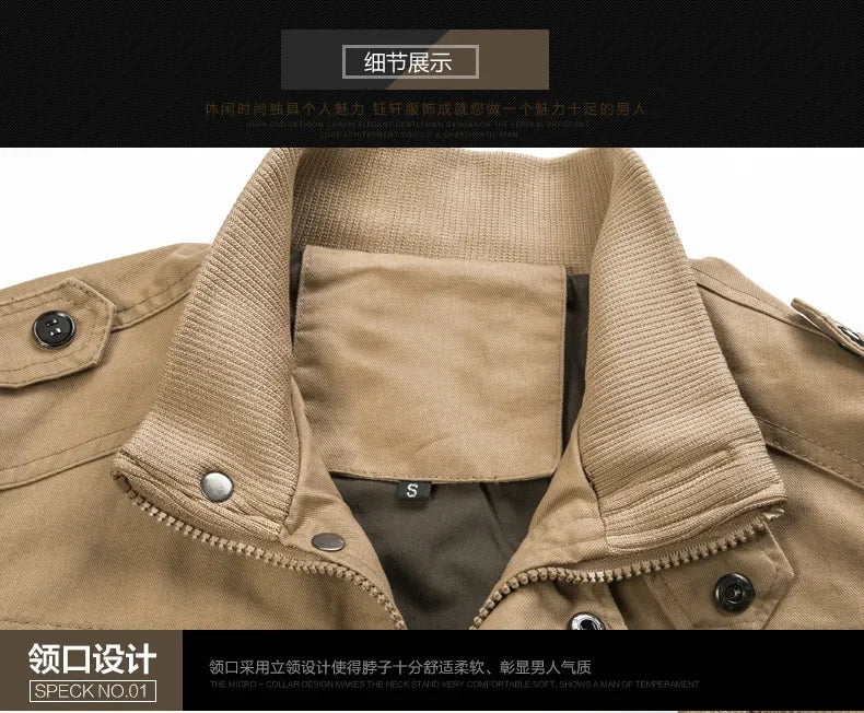 Men's Jackets and Overcoats Military Bomber Jackets Men's Casual Cotton Men's Slim-fit Aviator Jackets Sizes M -6 XL