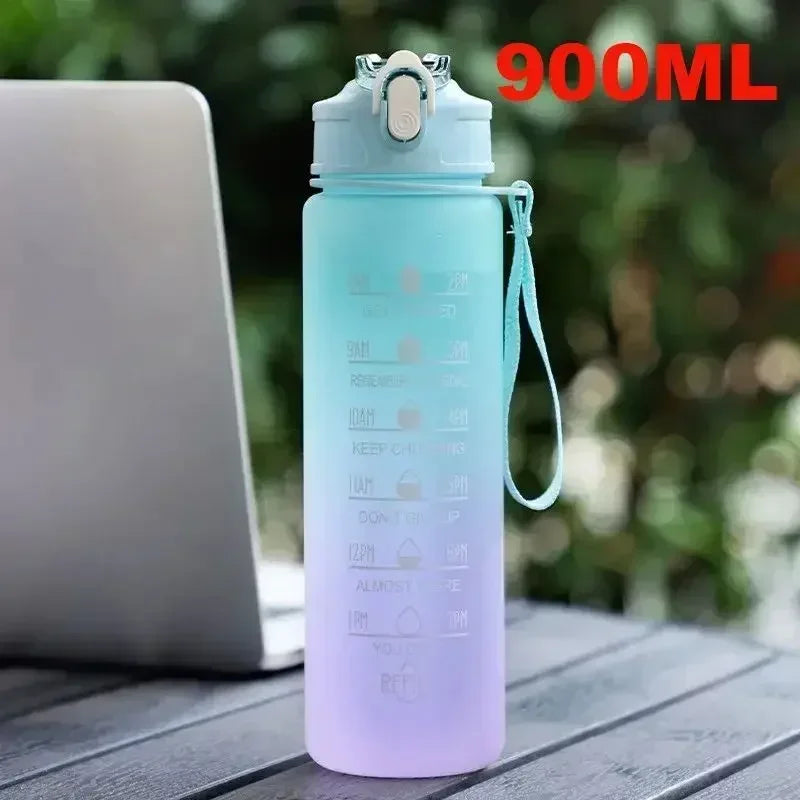 3PCS Sports Water Bottle for Running Drinking Bottle 2L Motivational with Time Marker Stickers Portable Reusable Plastic Cups