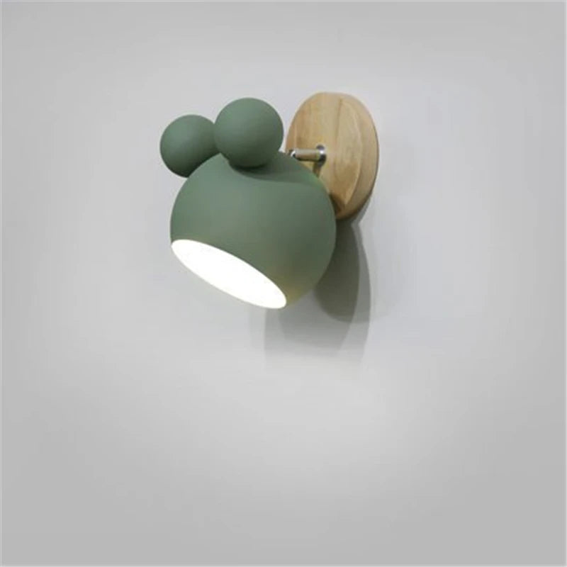 Nordic Mickey Wall Lamp Bedroom Parlor Wall Light Study Applique Murale Luminaire Simple and Lovely Children's Room Wandlamp