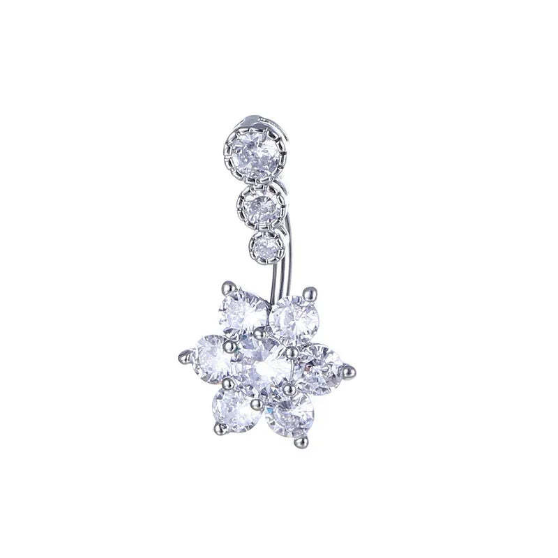 Snake Belly Button Ring Dangle Navel Piercing Ring Heart Belly Ring Zircon Navel Rings Body Piercing Jewelry Umbilical Pircing