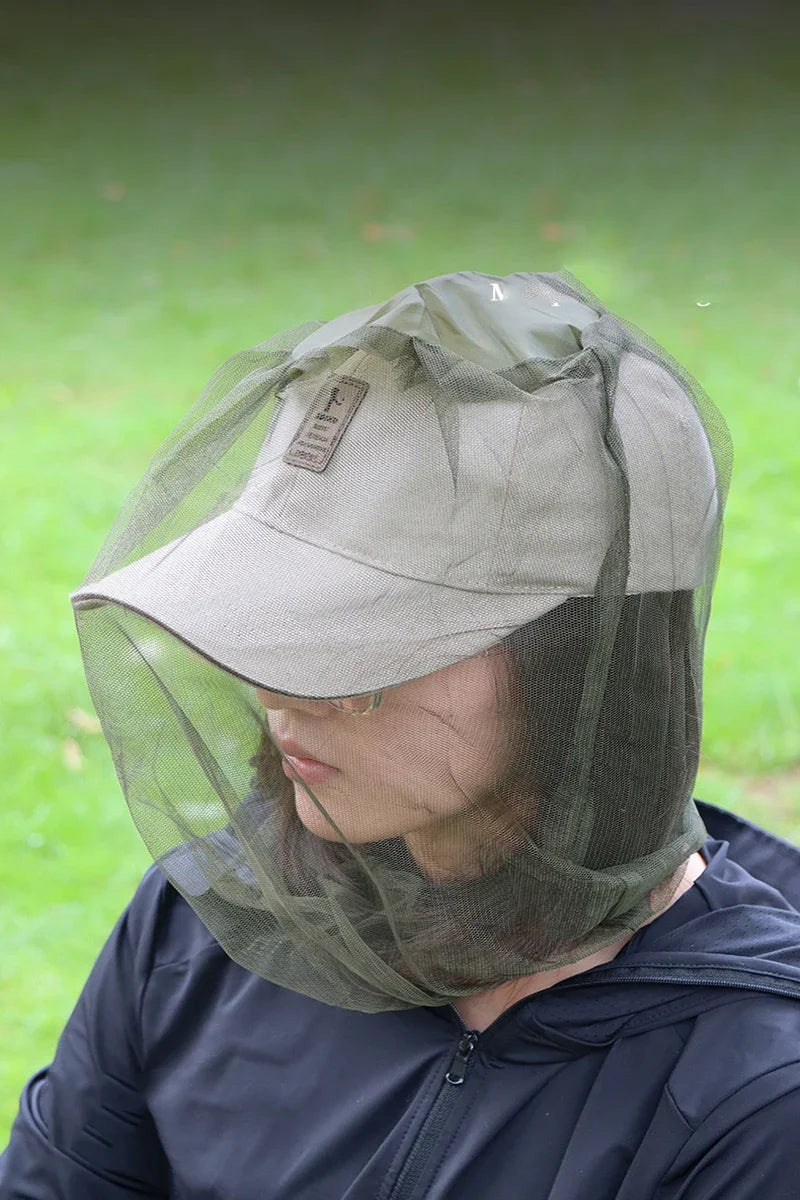 1PC Outdoor Fishing Sunscreen Insect Hat Mesh Breathable Sun Mask Men and Women Universal Camping Hiking Mosquito Net Head Cover