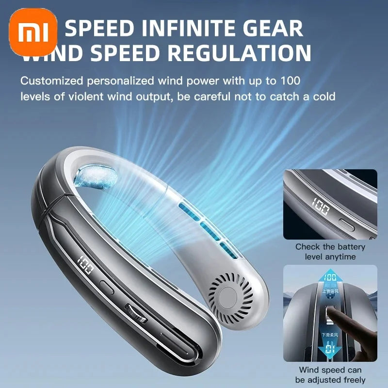 Xiaomi Portable Neck Fan Upgraded Version Neck Support 5-speed Adjustment Outdoor Wearable Hands-free Rechargeable Fan