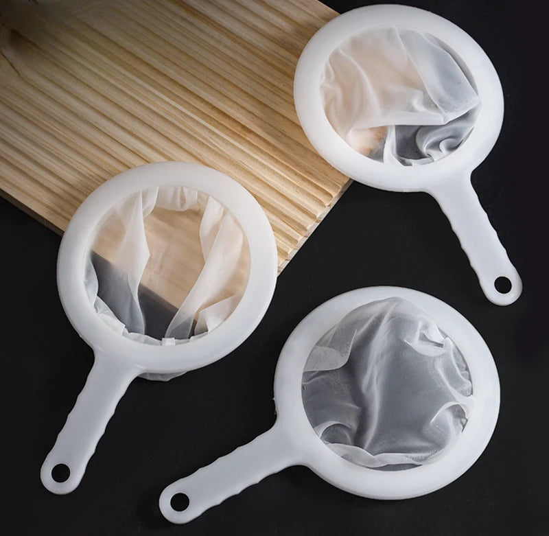 100/200/400 Mesh Washable Nylon Ultra Fine Filter Mesh Strainer Spoon Sieve Soy Milk Juice Coffee Tea Filter Kitchen Colander
