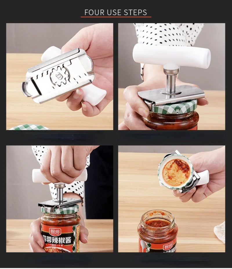 Stainless Steel Jar Opener Adjustable Glass Lids off Jar Opener Bottle Opener Kitchen Accessories Can Opener for 3-9.5CM