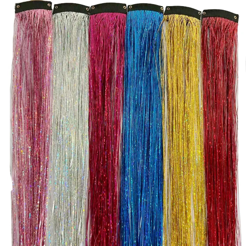 Shiny Sparkle Hair Synthetic Hair Glitter Hair Extension Woman Clip in hair Hairpieces