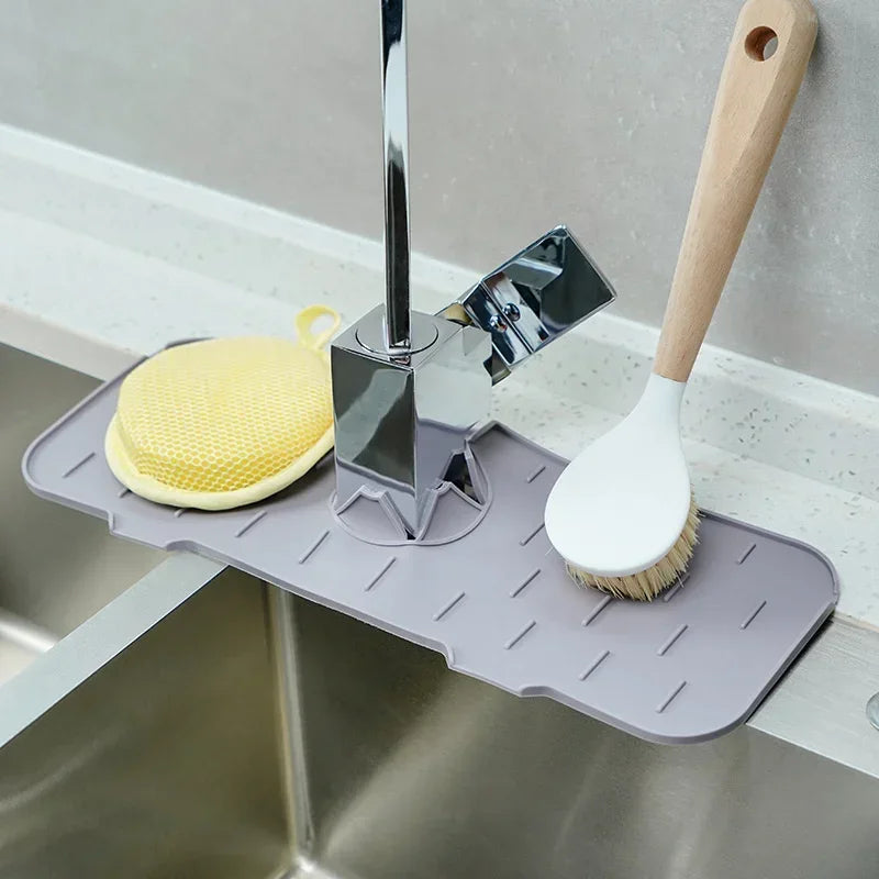 Almohadilla absorbente de silicona para grifo de cocina, repisa, fregadero, protector de salpicaduras, tapete de drenaje para baño, accesorios