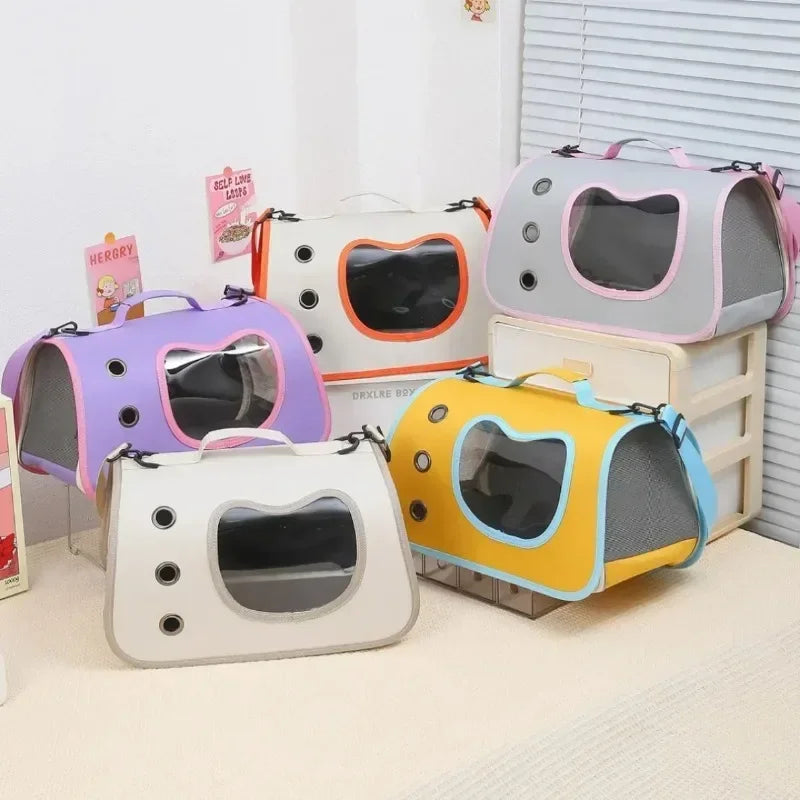 Portable Pet Carrier Bag Foldable Breathable Mesh Travel Bag for Small Cats Dogs Soft-Sided Handheld Outing Travel Pet Backpack