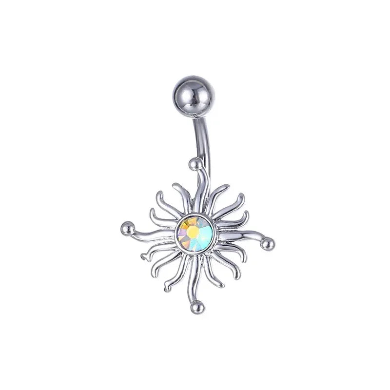 Snake Belly Button Ring Dangle Navel Piercing Ring Heart Belly Ring Zircon Navel Rings Body Piercing Jewelry Umbilical Pircing