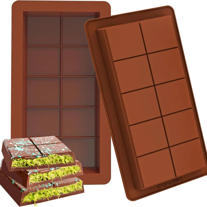 Stampi per barrette di cioccolato, barrette in silicone, stampo per cera fusa, facile da staccare, rettangolari, durevoli, per proteine ed energia, regalo fatto a mano