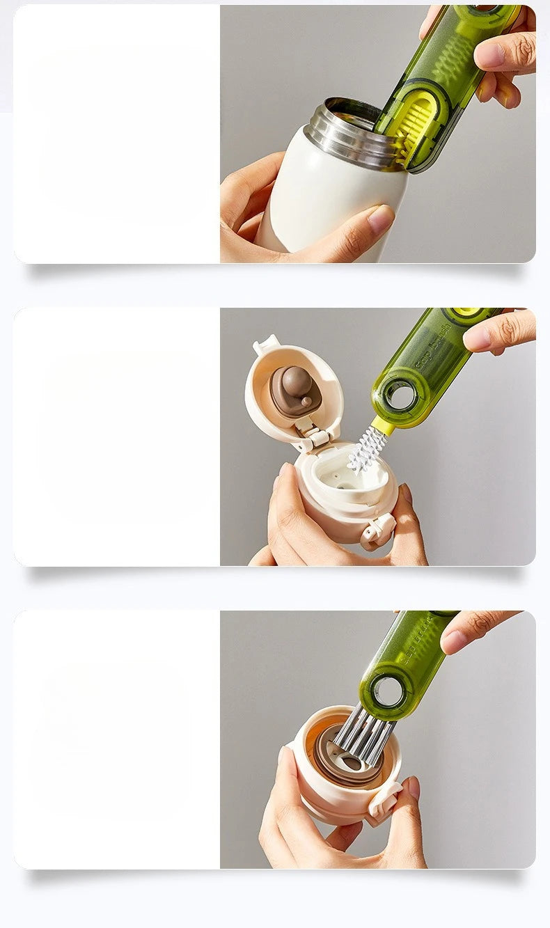Household 3-in-1 Cleaning Cup Brush Artifact, Bottle Insulated Cup Gap U-shaped Cup Mouth Cup Lid Cleaning Brush