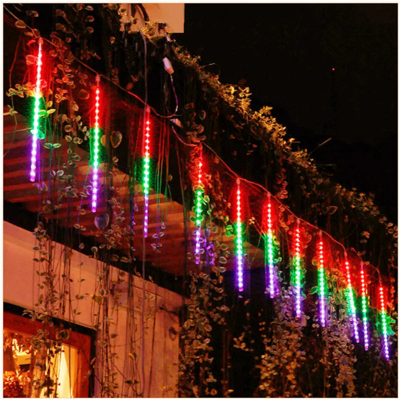 EU Plug LED Meteor Shower Light 30/50cm Holiday String Lights Fairy Garden Decor Outdoor Led Street Garland Christmas Decoration