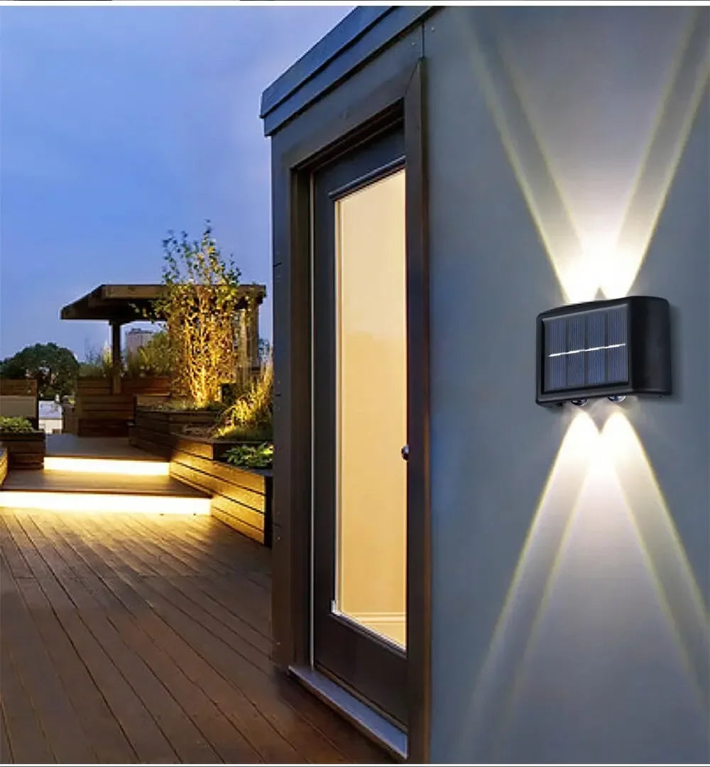 Solar Outdoor Wall Light 12 LED Waterproof Garden Light Courtyard Balustrade Decorative Atmosphere Lamp Down Luminous Solar Lamp