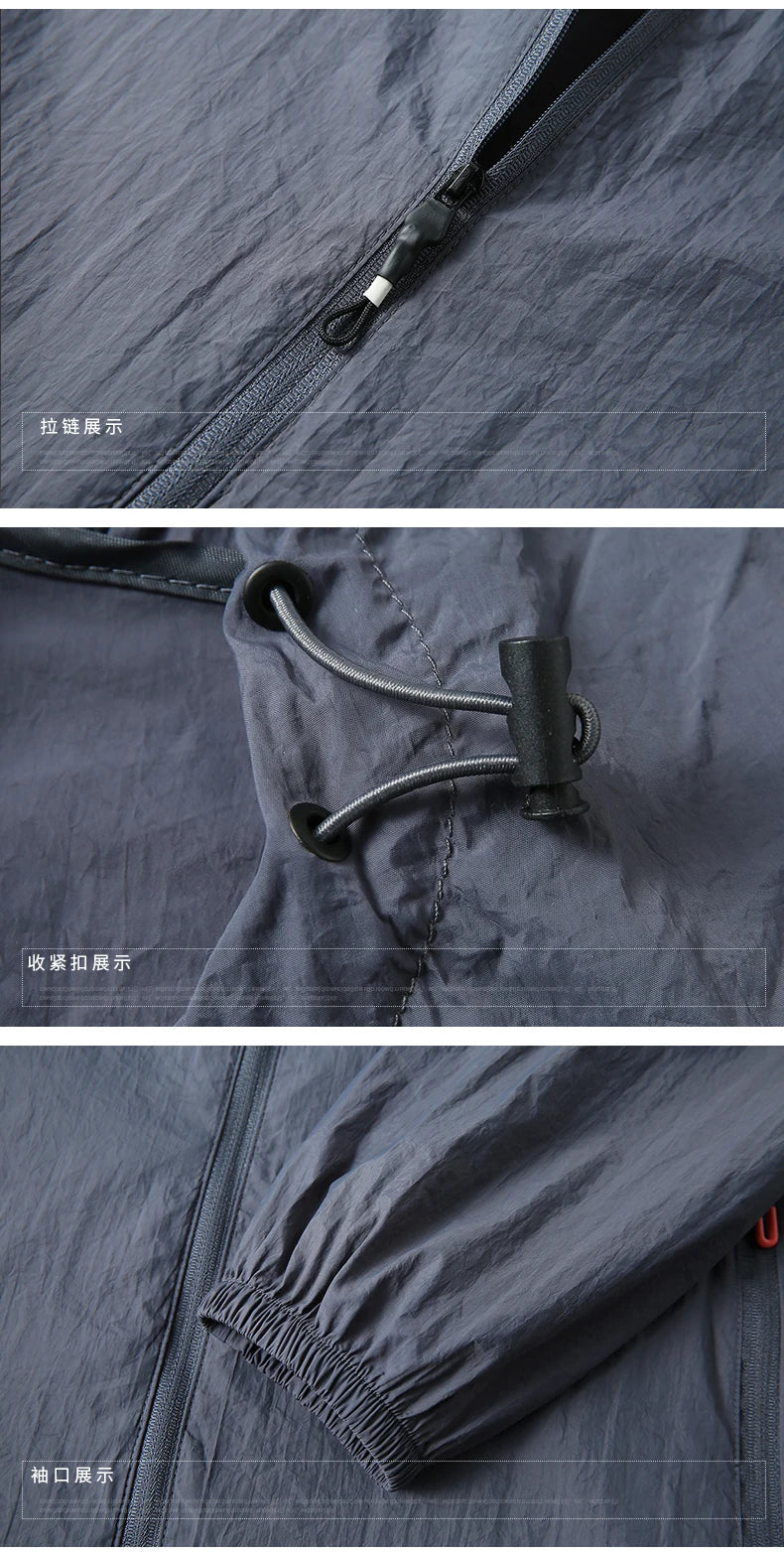 2023 Quick Dry Lightweight Jacket Men Summer Camping Fishing Sun Protection Jacket Ultra Light Hooded Casual Outwear Skin Coats