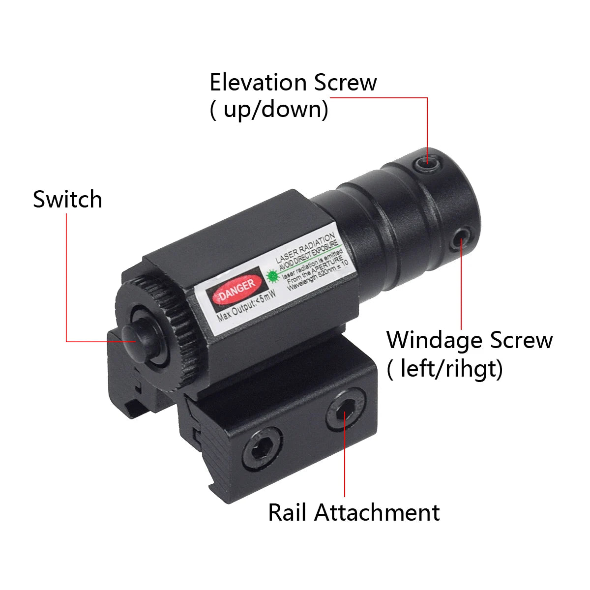 Mini Tactical Red Dot Laser Sight for Rifle Pistol Shooting Hunting Gun Adjustable 11mm 20mm Hunting Sight Toy with Battery