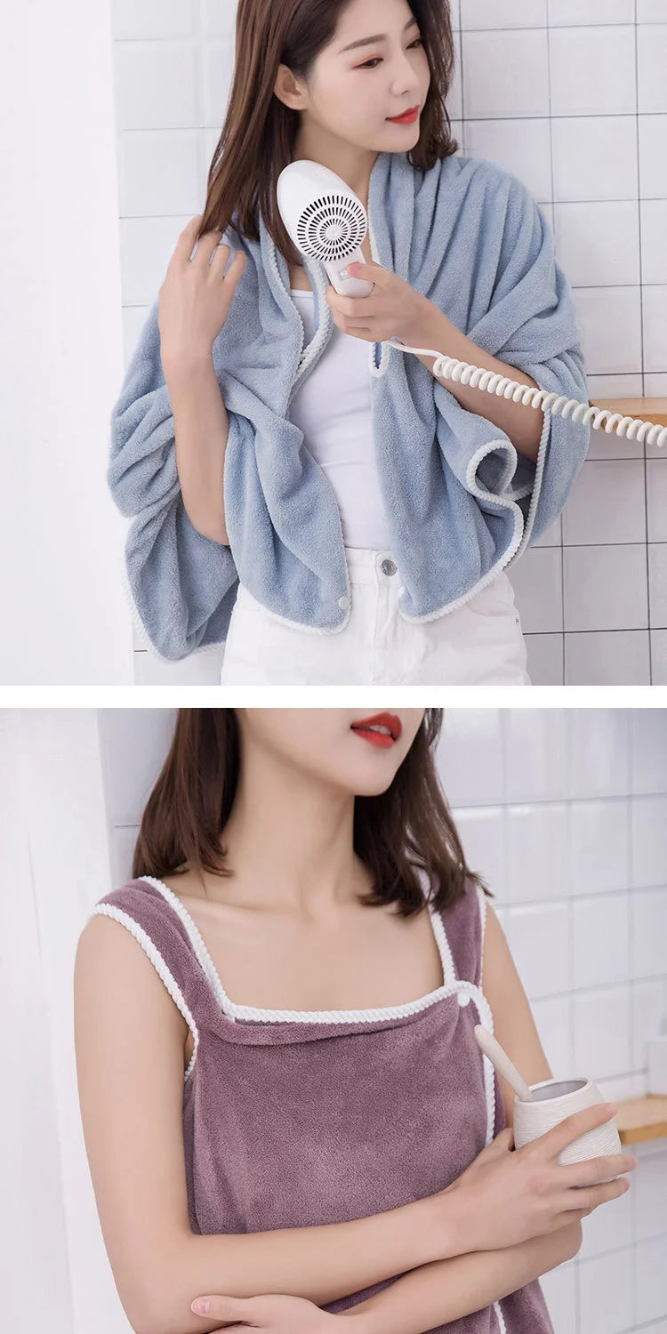 2024 Coral Velvet Bath Skirt Soft Absorbent Thickened with Edging Adult Women Chest Wrapped Wearable Bath Towel