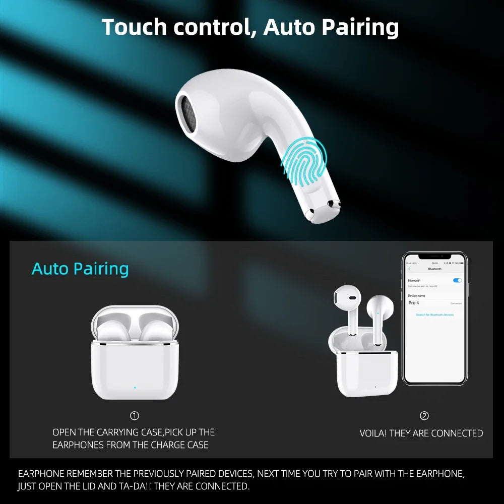 Original Pro 4 TWS Wireless Headphones Earphone Bluetooth-compatible 5.3 Waterproof Headset with Mic for Xiaomi iPhone Earbuds