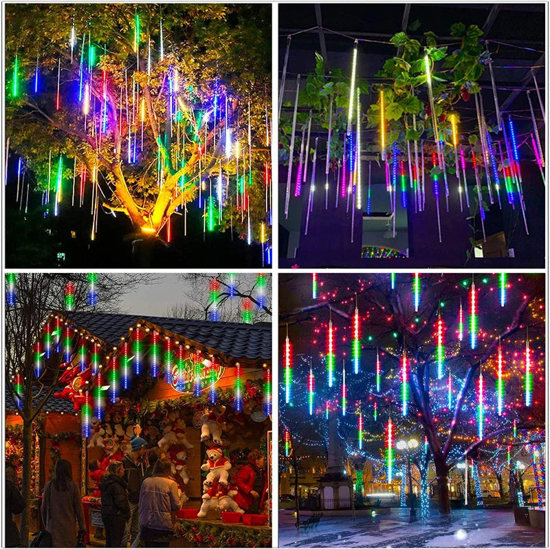 EU Plug LED Meteor Shower Light 30/50cm Holiday String Lights Fairy Garden Decor Outdoor Led Street Garland Christmas Decoration