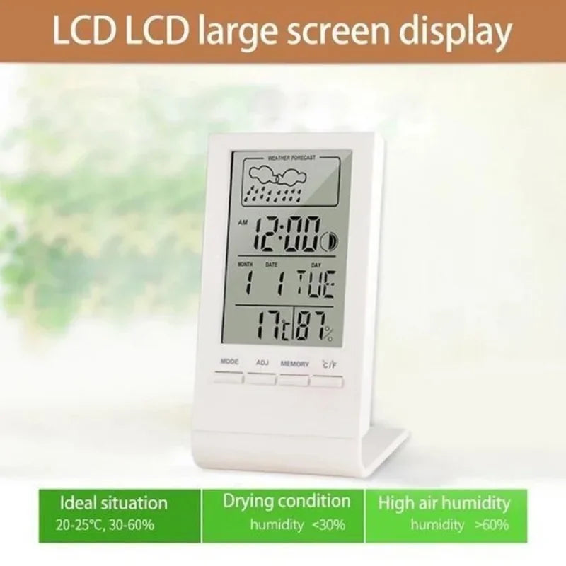 LED Digital Automatic Electronic Monitor Clock Thermometer Hygrometer Gauge Indicator Alarm Clock Indoor/Outdoor Weather Station