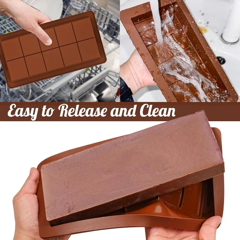Stampi per barrette di cioccolato, barrette in silicone, stampo per cera fusa, facile da staccare, rettangolari, durevoli, per proteine ed energia, regalo fatto a mano