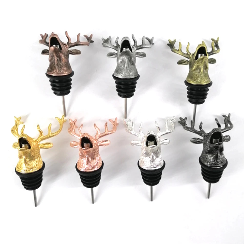 Wine Pourer Alloy Deer Elk Wine Stopper Cocktails Beer Whiskey Dispenser Bar Accessories