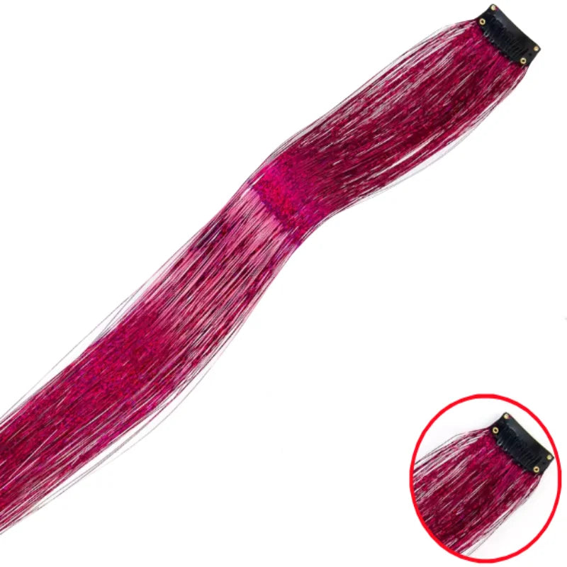 Shiny Sparkle Hair Synthetic Hair Glitter Hair Extension Woman Clip in hair Hairpieces