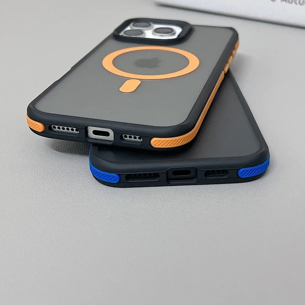 Luxury Magnetic Color Matte Translucent Armor Shockproof Case For iPhone 13 14 ProMax Magsafe Wireless Charge Cover