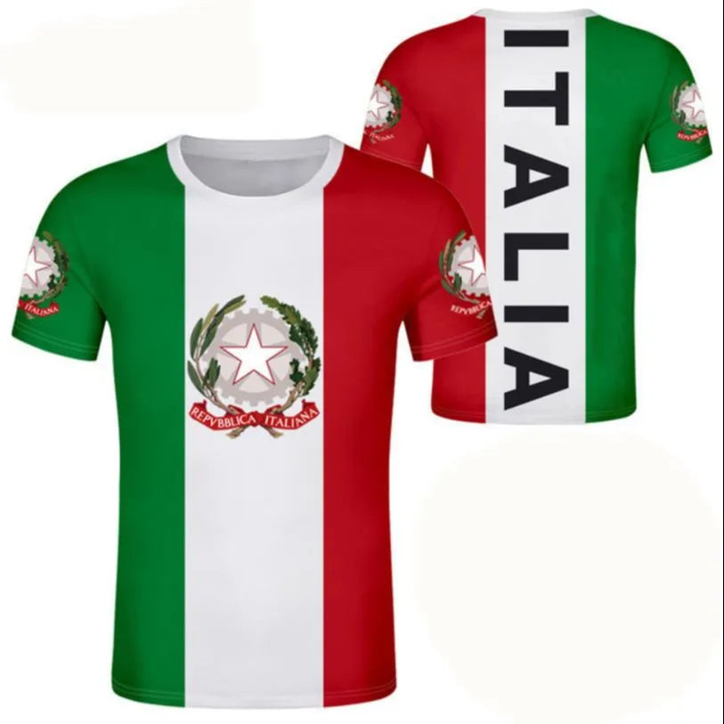 Italy T-Shirts Italian Flag 3D Print Streetwear Men Women Casual Fashion Oversized Short Sleeve T Shirt Kids Tees Tops Clothing
