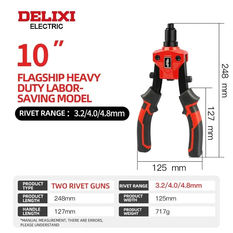 DELIXI ELECTRIC Rivet Gun,Manual Professional Pull Gun High Lever More Labor-saving,TighteningandRiveting of Metal SheetandPipe