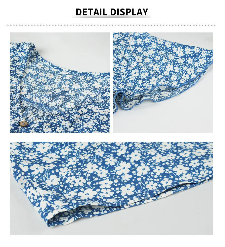 Summer hot-selling daily commuting floral dress fashionable slit skirt casual fashion loose V-neck short-sleeved skirt