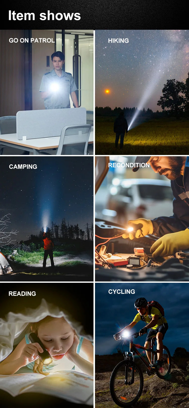 High Strong Flash Light Portable Rechargeable Spotlights High Power LED Flashlight Camping Ultra Powerful Flashlight Lamp Work