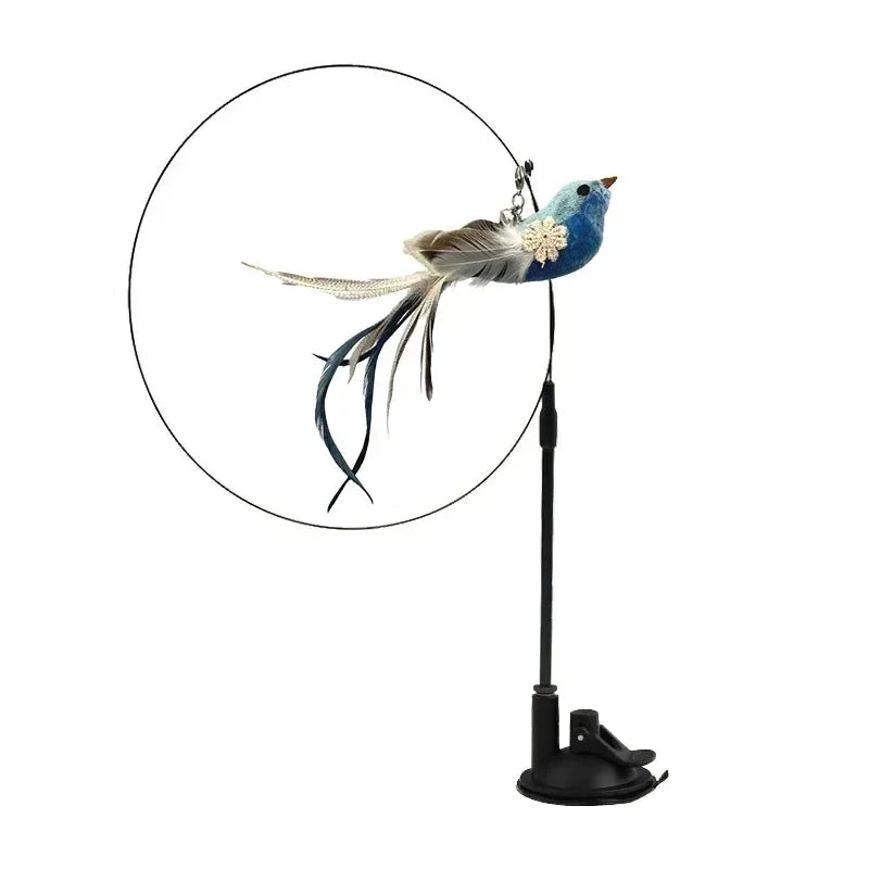 Simulation Bird Cat Toys Funny Interactive Peacock with Bell Cat Stick Toy for Kitten Playing Teaser Wand Toys Pet Cats Supplies