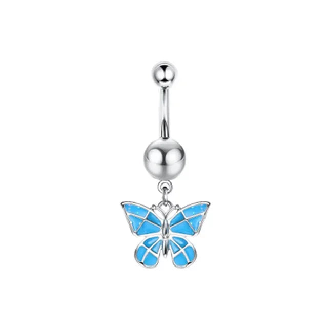 Snake Belly Button Ring Dangle Navel Piercing Ring Heart Belly Ring Zircon Navel Rings Body Piercing Jewelry Umbilical Pircing