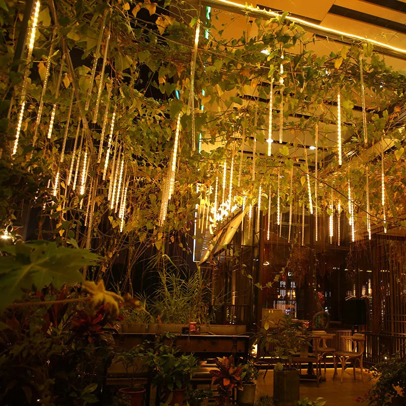 EU Plug LED Meteor Shower Light 30/50cm Holiday String Lights Fairy Garden Decor Outdoor Led Street Garland Christmas Decoration