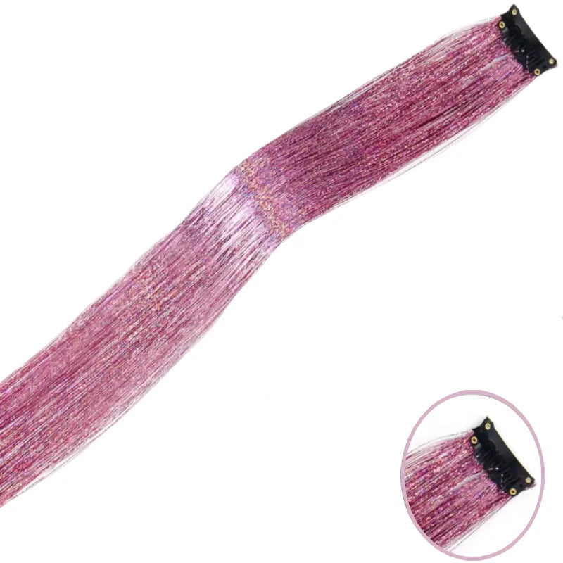 Shiny Sparkle Hair Synthetic Hair Glitter Hair Extension Woman Clip in hair Hairpieces