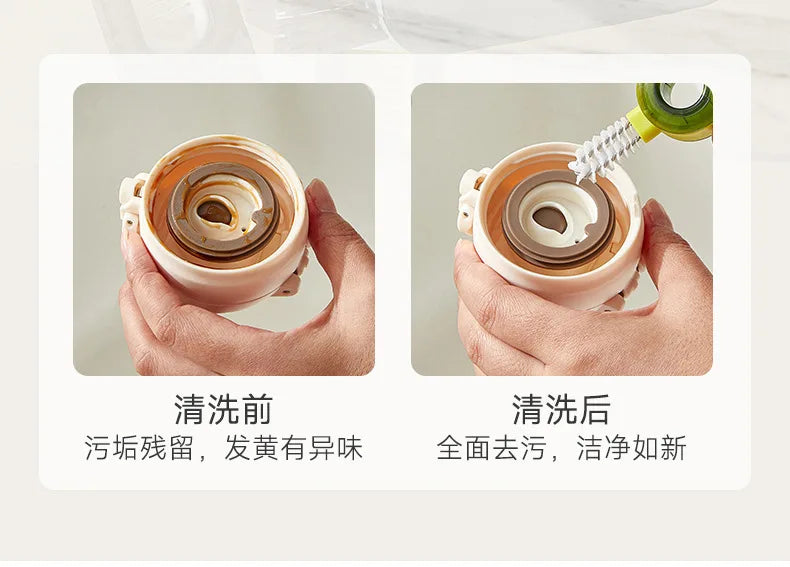 Household 3-in-1 Cleaning Cup Brush Artifact, Bottle Insulated Cup Gap U-shaped Cup Mouth Cup Lid Cleaning Brush
